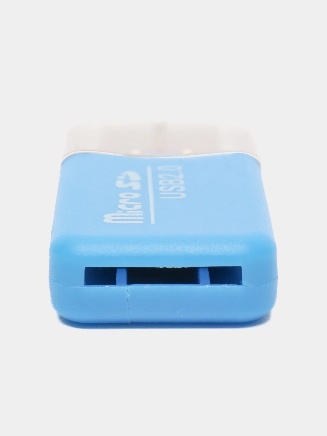Голубой картридер для карт памяти формата micro SD до 512 Gb