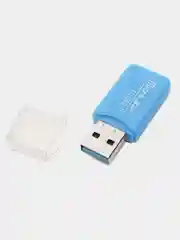 Голубой картридер для карт памяти формата micro SD до 512 Gb