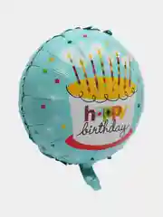 Голубой воздушные шары Happy Birthday, круглые, фольгированные