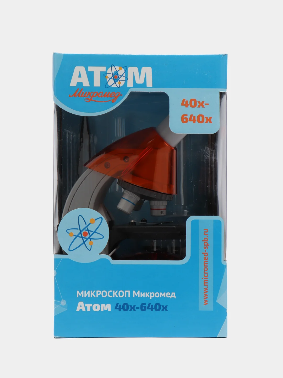 Микроскоп Микромед Атом 40x-640x, апельсин, детский