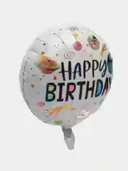 Белый воздушные шары Happy Birthday, круглые, фольгированные