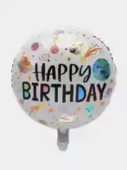 Белый воздушные шары Happy Birthday, круглые, фольгированные