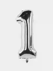Серебряный шар воздушный "Цифра", 102-106 см, фольгированный