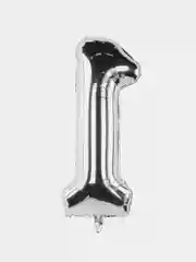 Серебряный шар воздушный "Цифра", 102-106 см, фольгированный