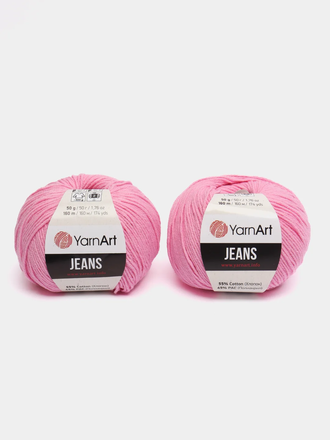 Розовый пряжа Джинс Ярн Арт YarnArt Jeans 50 г, 160 м