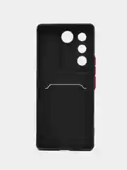 Черный силиконовый чехол для Vivo V27 (Виво В27), с карманом для карт