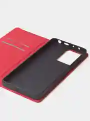 Красный чехол-книжка для Poco X5 Pro / Redmi Note 12 Pro 5G из нубука Super Creative