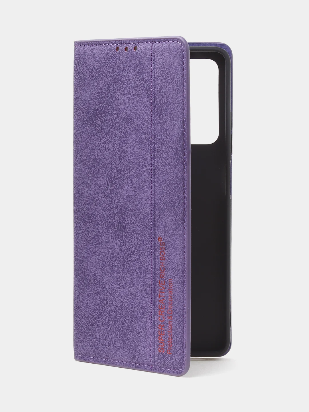 Фиолетовый чехол-книжка для Poco X5 Pro / Redmi Note 12 Pro 5G из нубука Super Creative