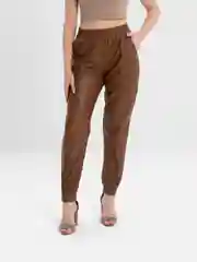Коричневый брюки женские экокожа, джогеры