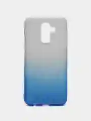 Лазурный силиконовый усиленный с блестками чехол Samsung J8 2018