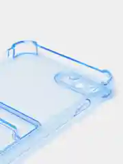 Голубой чехол для iPhone 11/12/13/14/Pro/Max/XR/7/8 прозрачный с отделом-карманом отсеком для карт