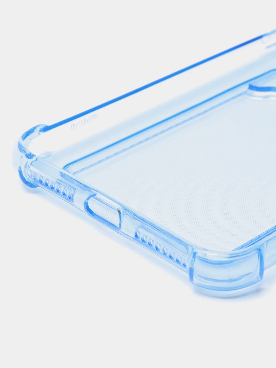 Голубой чехол для iPhone 11/12/13/14/Pro/Max/XR/7/8 прозрачный с отделом-карманом отсеком для карт