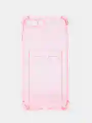 Розовый чехол для iPhone 11/12/13/14/Pro/Max/XR/7/8 прозрачный с отделом-карманом отсеком для карт
