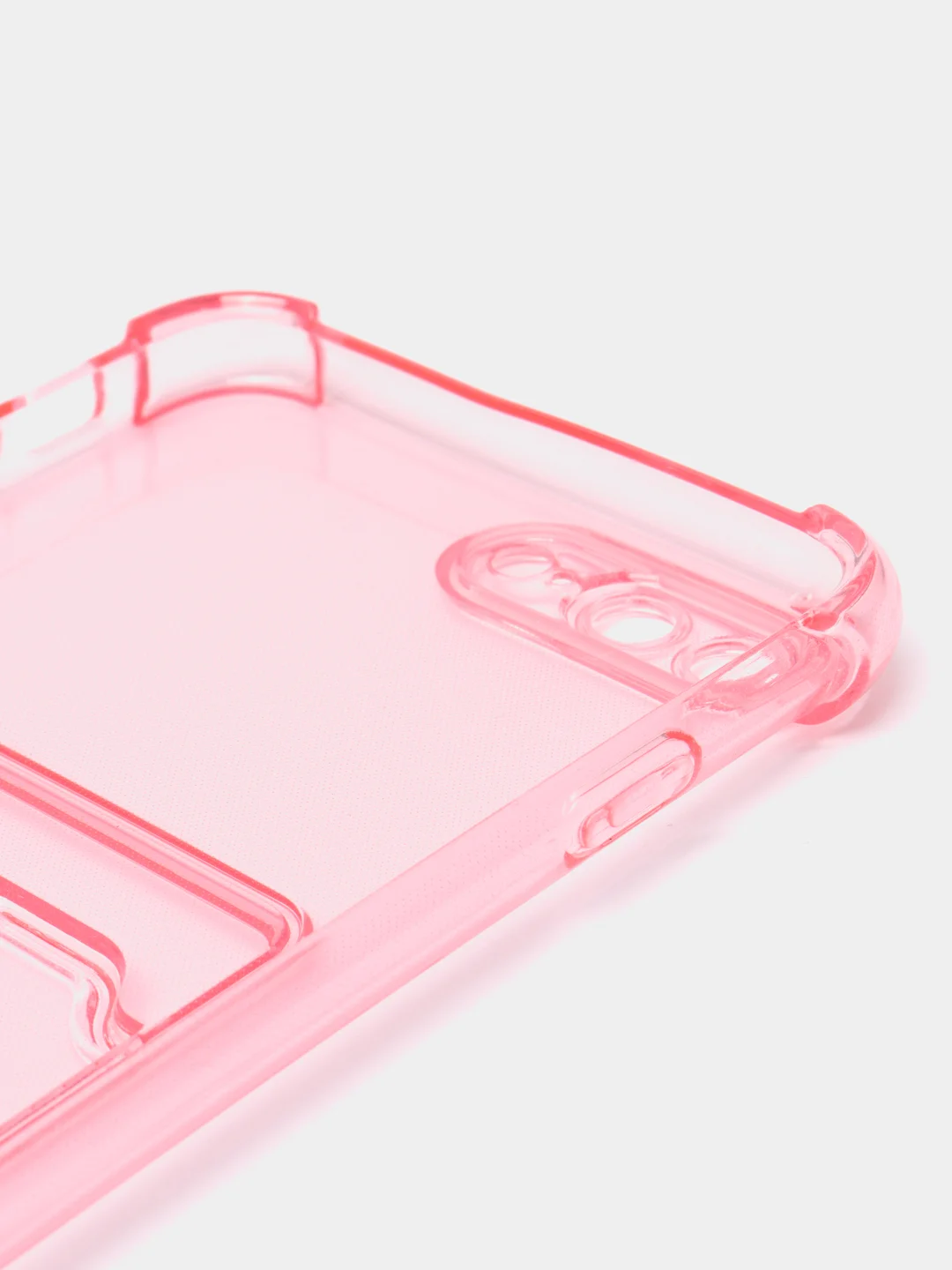 Розовый чехол для iPhone 11/12/13/14/Pro/Max/XR/7/8 прозрачный с отделом-карманом отсеком для карт