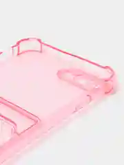 Розовый чехол для iPhone 11/12/13/14/Pro/Max/XR/7/8 прозрачный с отделом-карманом отсеком для карт