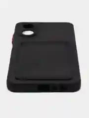 Черный чехол для OPPO A17 / A17K, Оппо А17 / 17К, с карманом для карт, прозрачный