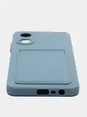 Синий меланж чехол для OPPO A17 / A17K, Оппо А17 / 17К, с карманом для карт, прозрачный