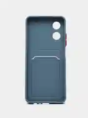 Синий меланж чехол для OPPO A17 / A17K, Оппо А17 / 17К, с карманом для карт, прозрачный