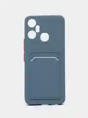 Синий меланж чехол для Infinix Smart 6 Plus, с карманом для карт (Смарт 6 Плюс)