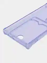 Сиреневый чехол Samsung Galaxy S23 Ultra прозрачный силиконовый с карманом карты Самсунг С23 Ультра
