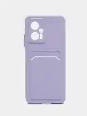 Сиреневый силиконовый чехол Xiaomi POCO X4 GT (Сяоми Поко Х4 ГТ), с карманом для карт, прозрачный