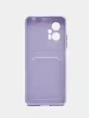 Сиреневый силиконовый чехол Xiaomi POCO X4 GT (Сяоми Поко Х4 ГТ), с карманом для карт, прозрачный