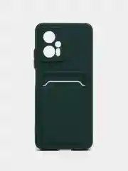 Зеленый силиконовый чехол Xiaomi POCO X4 GT (Сяоми Поко Х4 ГТ), с карманом для карт, прозрачный