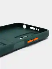Зеленый силиконовый чехол Xiaomi POCO X4 GT (Сяоми Поко Х4 ГТ), с карманом для карт, прозрачный