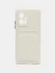 Белый силиконовый чехол Xiaomi POCO X4 GT (Сяоми Поко Х4 ГТ), с карманом для карт, прозрачный