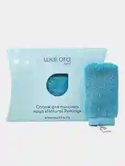Лазурный антибактериальный бамбуковый спонж для пилинга лица "Natural Peeling", 8х4 см