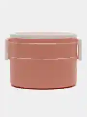 Розовый ланч-бокс с двумя контейнерами и ложкой