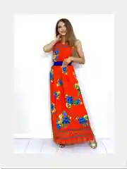 Коралловый женский сарафан из шифона