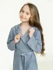 Серый халат детский из тонкой махры