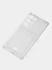 Марсала чехол Samsung Galaxy S23 Ultra прозрачный силиконовый с карманом карты Самсунг С23 Ультра