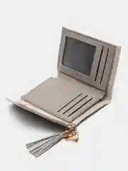 Серый женский кошелек, с брелком "Сердечко"
