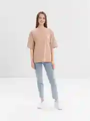 Бежевый футболка женская, оверсайз