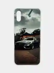 Приглушённый хаки чехол Xiaomi Redmi 9A, Сяоми Редми 9А с рисунком автомобили