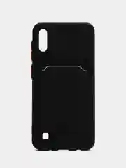 Черный силиконовый чехол Samsung Galaxy A10 Самсунг Галакси А10 с карманом для карт прозрачный