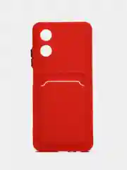 Красный чехол для OPPO A17 / A17K, Оппо А17 / 17К, с карманом для карт, прозрачный