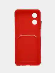 Красный чехол для OPPO A17 / A17K, Оппо А17 / 17К, с карманом для карт, прозрачный