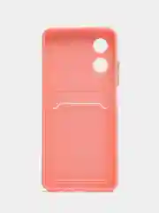 Розовый чехол для OPPO A17 / A17K, Оппо А17 / 17К, с карманом для карт, прозрачный
