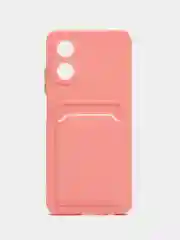Розовый чехол для OPPO A17 / A17K, Оппо А17 / 17К, с карманом для карт, прозрачный
