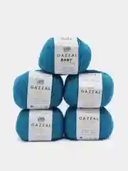 Лазурный пряжа Gazzal Baby Cotton, 5 мотков в комплекте, 40% акрил, 60% хлопок, 50 г, 165 м