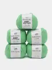 Лесной зеленый пряжа Gazzal Baby Cotton, 5 мотков в комплекте, 40% акрил, 60% хлопок, 50 г, 165 м