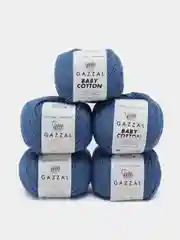Морской пряжа Gazzal Baby Cotton, 5 мотков в комплекте, 40% акрил, 60% хлопок, 50 г, 165 м