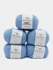 Небесно-голубой пряжа Gazzal Baby Cotton, 5 мотков в комплекте, 40% акрил, 60% хлопок, 50 г, 165 м