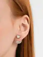Прозрачный серьги-пусеты, с шариком и фианитом, 18 мм