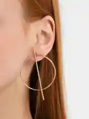 Золотой серьги-кольца на гвоздиках, геометрические
