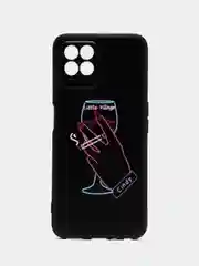 Голубой силиконовый чехол для Realme 8i / Narzo 50, с принтом, Реалми 8 ай / Нарзо 50)