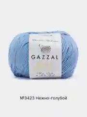 Небесно-голубой пряжа Gazzal Baby Cotton, 5 мотков в комплекте, 40% акрил, 60% хлопок, 50 г, 165 м